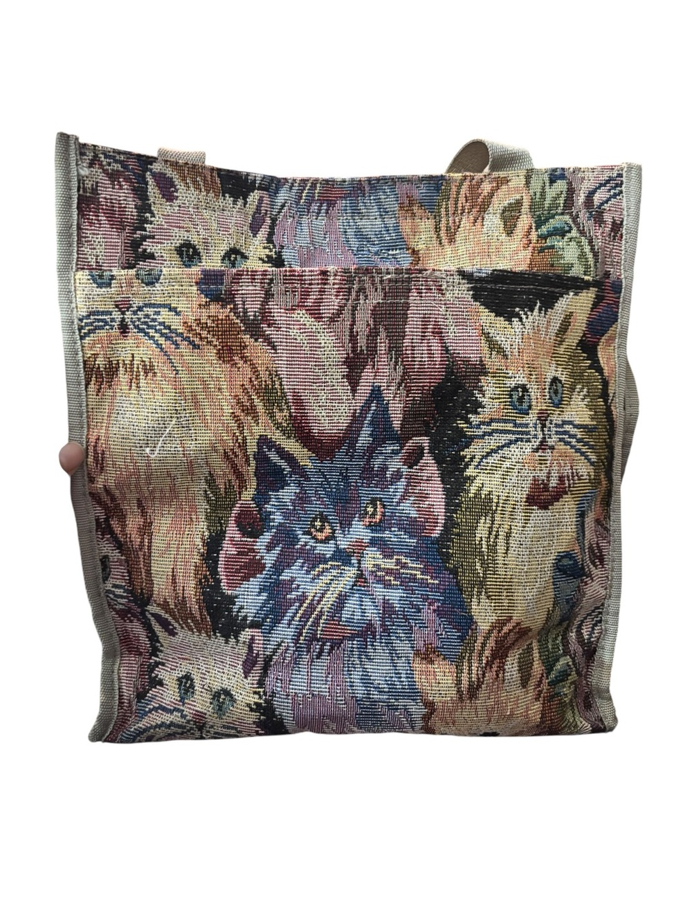 Vintage Unbranded Cat Tapestry Tote